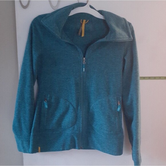Lole cozy zip front performance fleece jacket turquoise blue small s athleisure - Picture 1 of 9